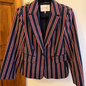 Frame Women's Red & Navy Striped Blazer